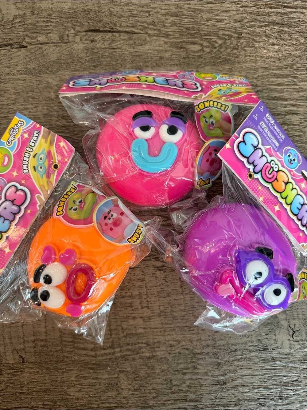Smushers Squishy Toy Pink Purple & Orange Squeezy Bundle Set Lot 3 Viral Rare